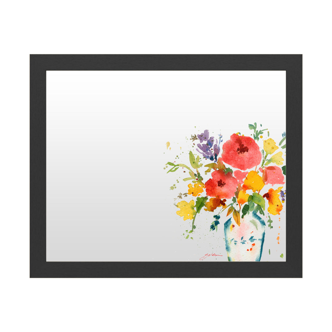 Dry Erase 16 x 20 Marker Board with Printed Artwork - Sheila Golden White Vase with Bright Flowers White Board - Ready Image 1