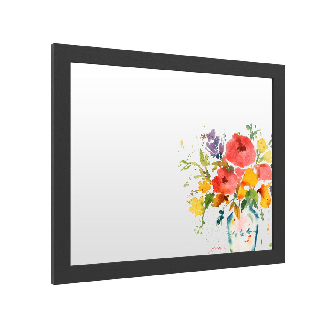 Dry Erase 16 x 20 Marker Board with Printed Artwork - Sheila Golden White Vase with Bright Flowers White Board - Ready Image 2