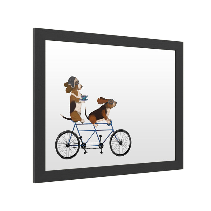 Dry Erase 16 x 20 Marker Board with Printed Artwork - Fab Funky Basset Hound Tandem White Board - Ready to Hang Image 2