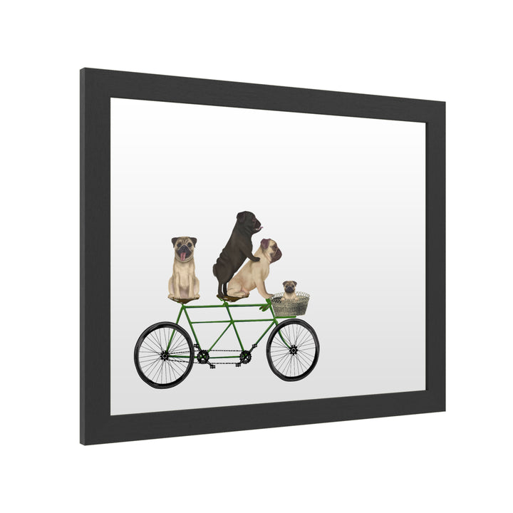 Dry Erase 16 x 20 Marker Board with Printed Artwork - Fab Funky Pug Tandem White Board - Ready to Hang Image 2