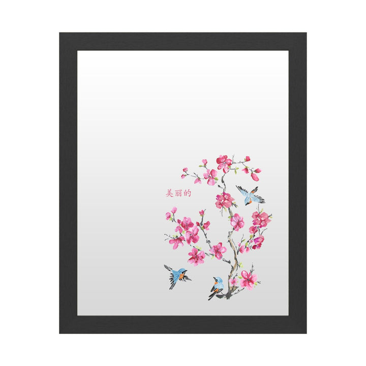 Dry Erase 16 x 20 Marker Board with Printed Artwork - Jean Plout Cherry Blossom Beautiful Birds White Board - Ready to Image 1