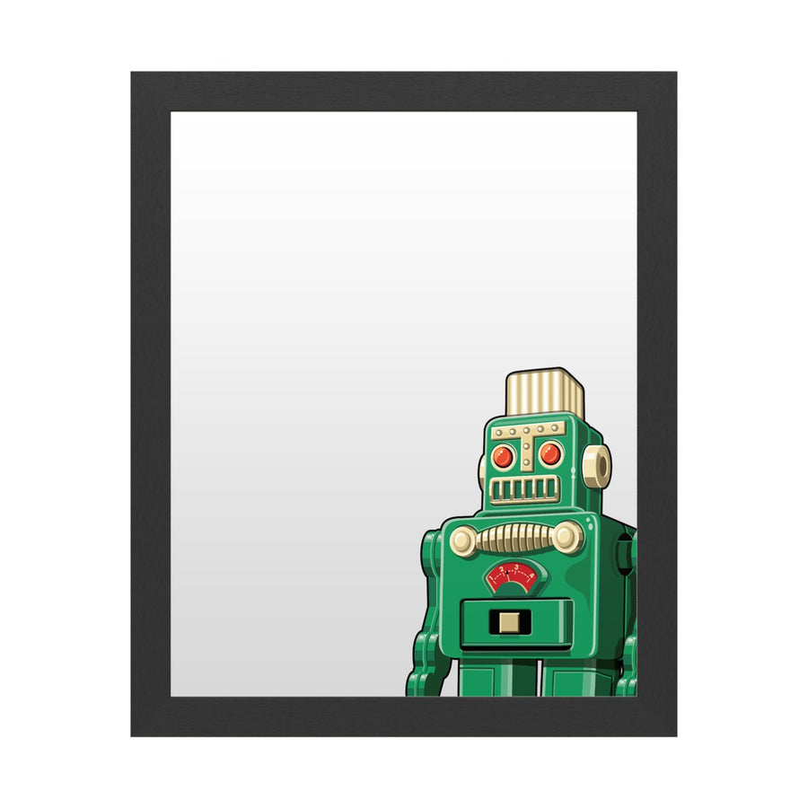 Dry Erase 16 x 20 Marker Board with Printed Artwork - Ron Magnes Vintage Green Robot White Board - Ready to Hang Image 1