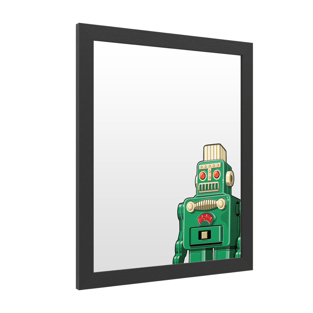 Dry Erase 16 x 20 Marker Board with Printed Artwork - Ron Magnes Vintage Green Robot White Board - Ready to Hang Image 2