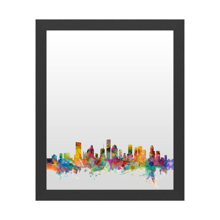 Dry Erase 16 x 20 Marker Board with Printed Artwork - Michael Tompsett Houston Texas Skyline White Board - Ready to Hang Image 1