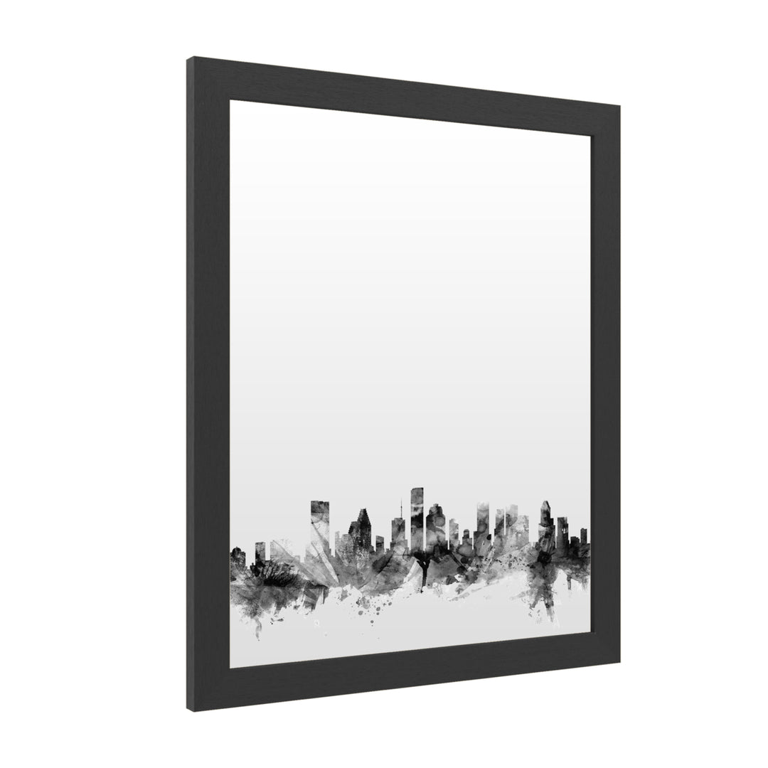 Dry Erase 16 x 20 Marker Board with Printed Artwork - Michael Tompsett Houston Texas Skyline BandW White Board - Ready Image 2