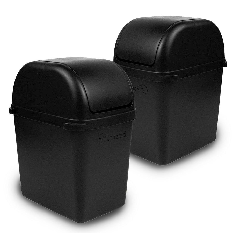 Zone Tech 2x Portable Mini Car Garbage Trash Litter Wastebasket Can Latch Grip Image 1