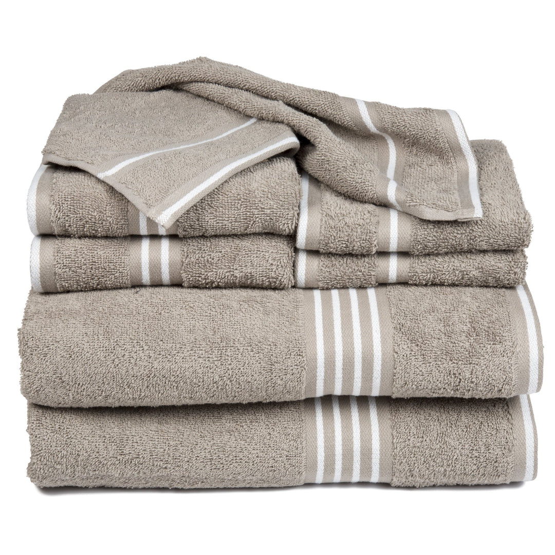 Lavish Home 8 Piece Cotton Soft Bath Towel Set Absorbent Plush Towels Beige Image 1