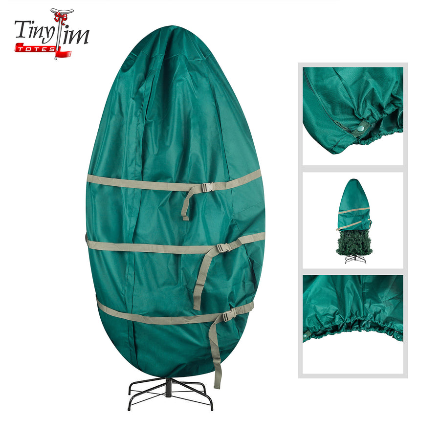 Stand Up Christmas Tree Storage Bag Heavy Duty Canvas with Straps for Assembled Artificial Tree Image 1