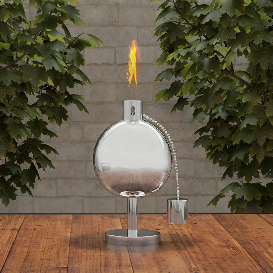 10 Inch Round Tabletop Torch Lamp Stainless Steel Outdoor Fuel Canister Flame Light for Citronella with Fiberglass Wick Image 1