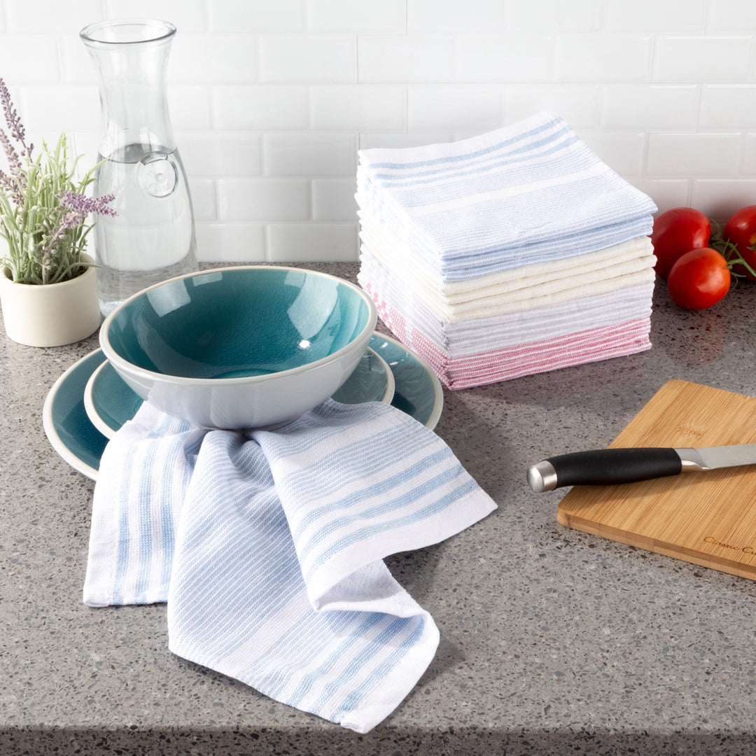 100% Cotton Dish Cloths 16 Pack Hand Towels 8 Pack Kitchen Linens Multi Color Set Image 1