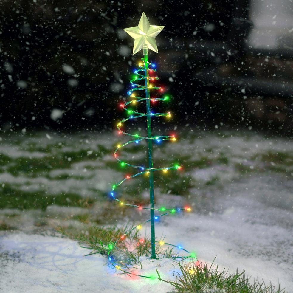 MERRYLITES Solar Metal LED Christmas Tree Multi-Color Outdoor Decoration Image 4