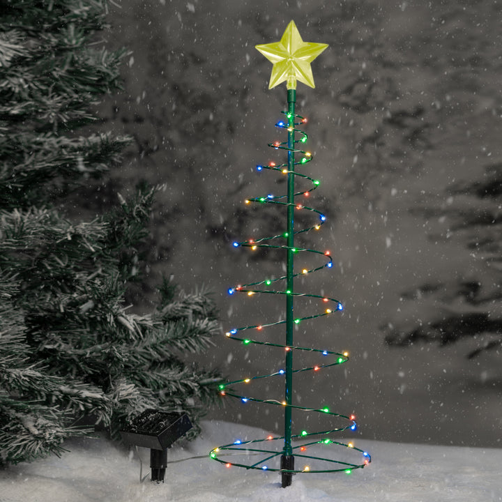 MERRYLITES Solar Metal LED Christmas Tree Multi-Color Outdoor Decoration Image 3