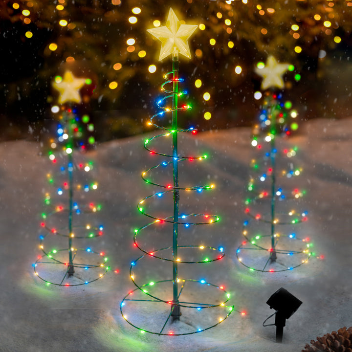 MERRYLITES Solar Metal LED Christmas Tree Multi-Color Outdoor Decoration Image 1