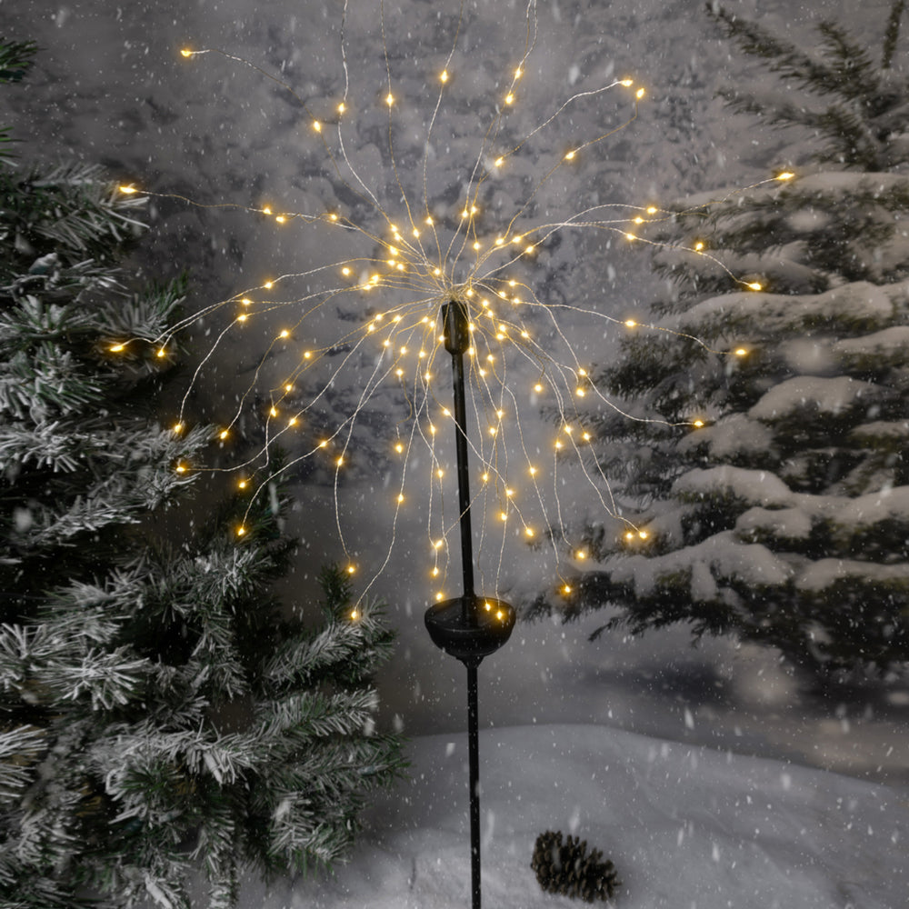 Solar LED Firework Garden Stake Light 120 Warm White Lights 3 Feet Tall Image 2