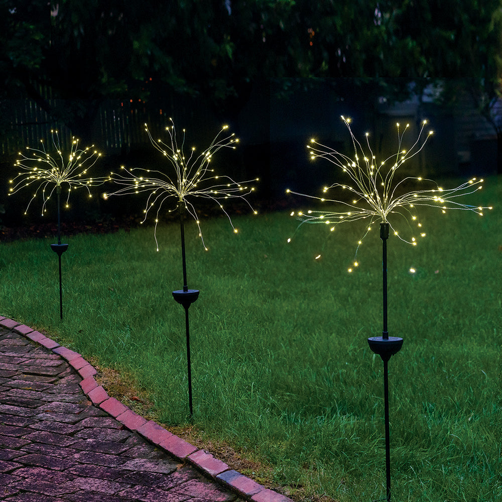 Solar LED Firework Garden Stake Light 120 Warm White Lights 3 Feet Tall Image 4