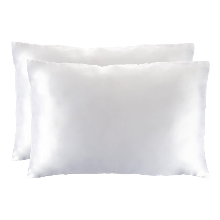 Set of 2 Soft and Silky Satin Microfiber Pillowcases Hair and Skin Pillow Covers Hidden Zippers Image 2