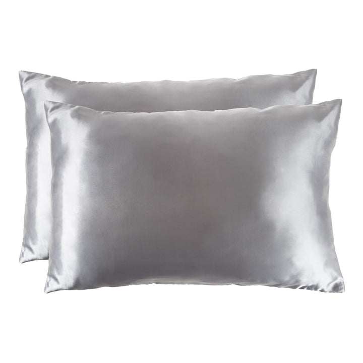 Set of 2 Soft and Silky Satin Microfiber Pillowcases Hair and Skin Pillow Covers Hidden Zippers Image 3