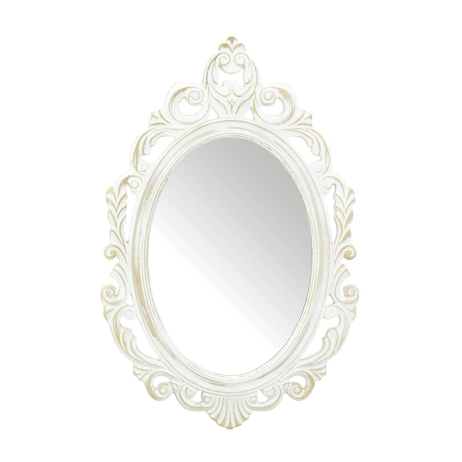 ANTIQUED WHITE WALL MIRROR Image 1