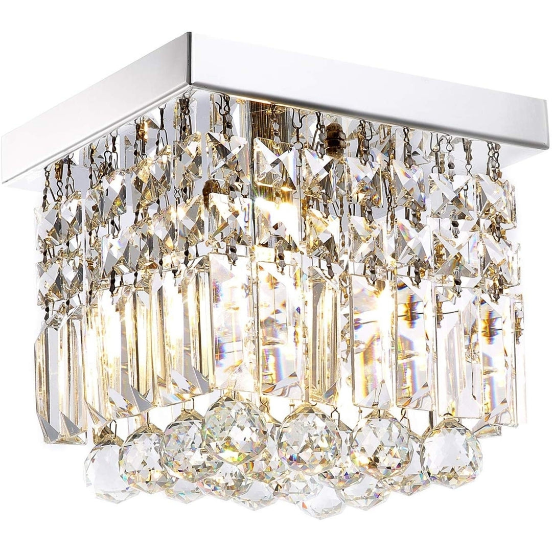 Moooni Crystal Chandelier 1 - Light W8" Mini Modern Square Flush Mount Ceiling Light Fixture Image 1