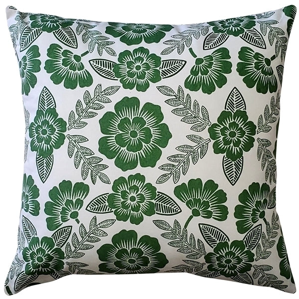 Pillow Decor Avens Green Floral Throw Pillow 17x17 Cotton Cushion Cover Image 1