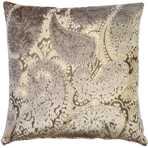 Pillow Decor Rochelle Owl Paisley Velvet Pillow 20x20 Deep Taupe Beige Velvet Image 1