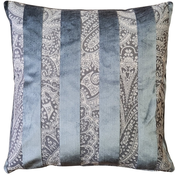 Pillow Decor Robert Stripe Velvet Pillow 22x22 Gunmetal Gray Charcoal Back Image 1