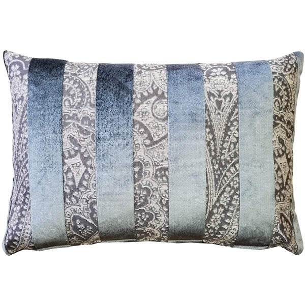 Pillow Decor Rochelle Velvet Pillow 15x22 Gunmetal Gray Stripe Jacquard Image 1