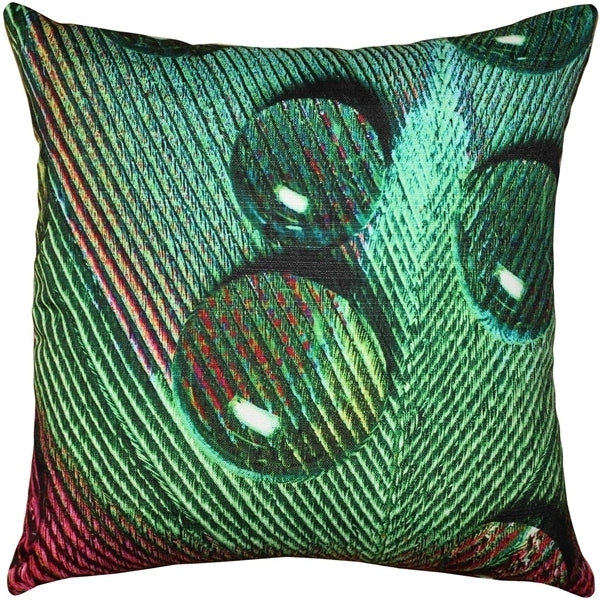 Pillow Decor Peacock Splash Throw Pillow 20x20 Teal and Pink Poly-Linen Image 2