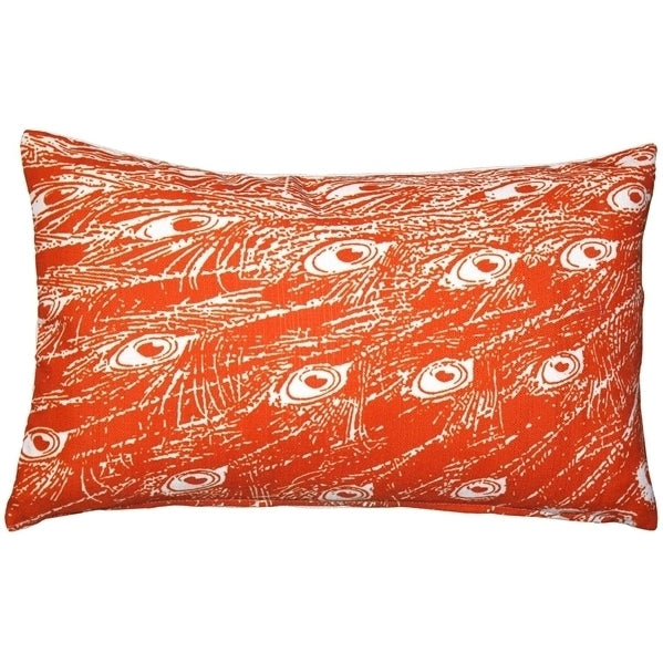 Pillow Decor Peacock Orange Throw Pillow 12x20 Poly-Linen Indoor Outdoor Image 1