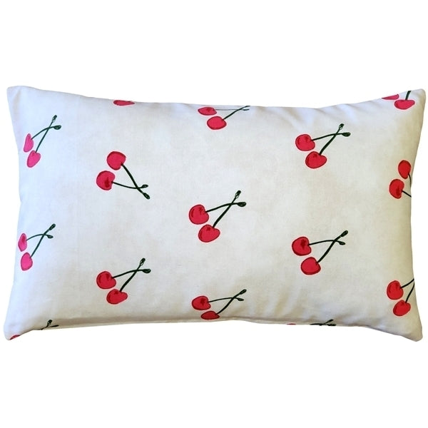 Pillow Decor Cherry Rain Cotton Throw Pillow 12x20 Red Green Lumbar Cushion Image 1