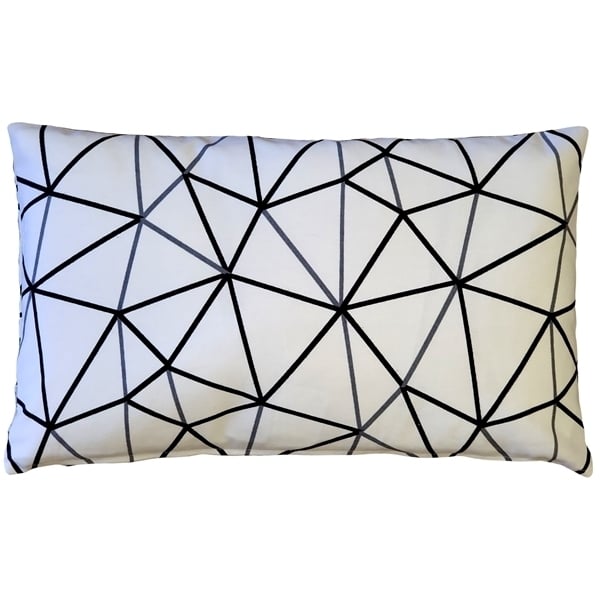 Pillow Decor Crossed Lines Cotton Throw Pillow 12x20 Gray Black Geometric Design Image 1