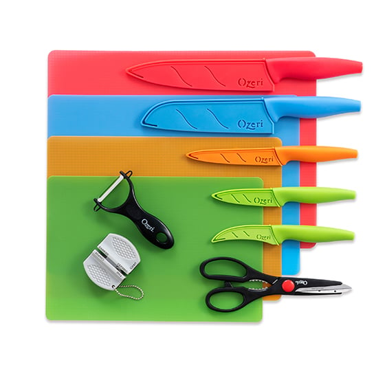 Ozeri Elite Chef 17-Piece Stainless Steel Knife and Cutting Mat Set Colorful Image 1