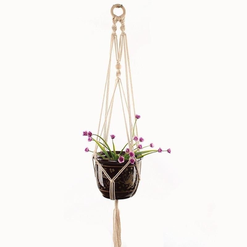 100% Handmade Macrame Plant Hanger Flower ,pot For Wall Decoration Countyard Garden Image 1