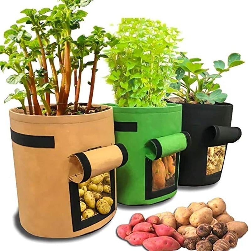 1pc Woven Fabric Bags Potato Cultivation Planting Garden Pots Planters Vegetable Grow Bag Farm Home Image 2