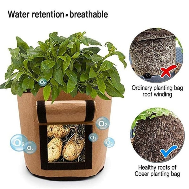 1pc Woven Fabric Bags Potato Cultivation Planting Garden Pots Planters Vegetable Grow Bag Farm Home Image 3