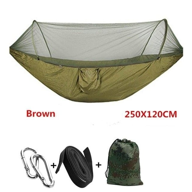 Automatic unfolding hammock ultralight parachute hunting mosquito net double lifting outdoor furniture 250X120CM Image 2