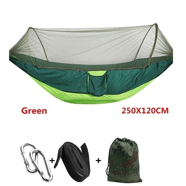 Automatic unfolding hammock ultralight parachute hunting mosquito net double lifting outdoor furniture 250X120CM Image 5