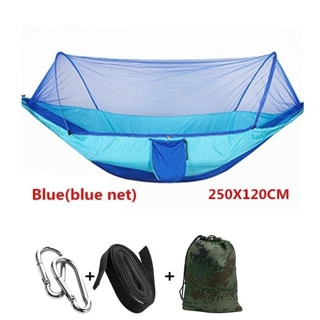 Automatic unfolding hammock ultralight parachute hunting mosquito net double lifting outdoor furniture 250X120CM Image 6