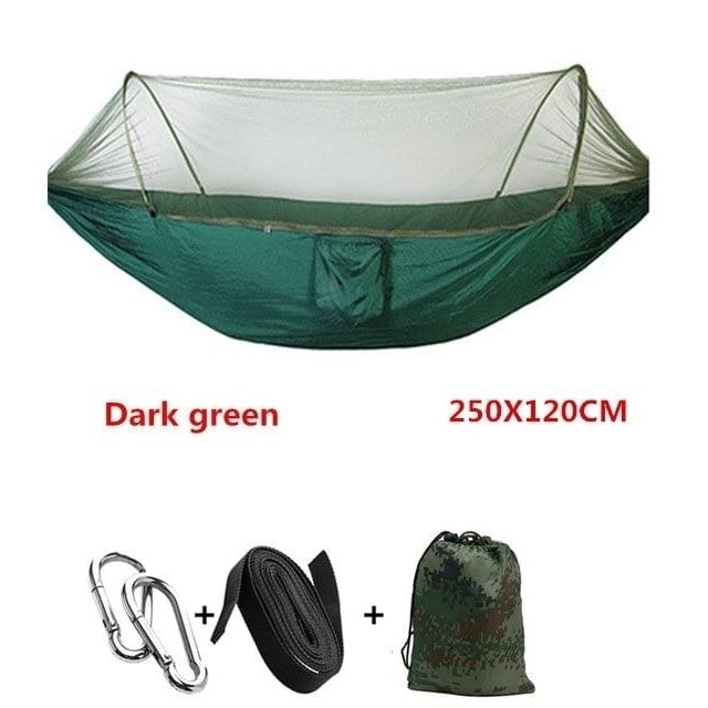 Automatic unfolding hammock ultralight parachute hunting mosquito net double lifting outdoor furniture 250X120CM Image 7