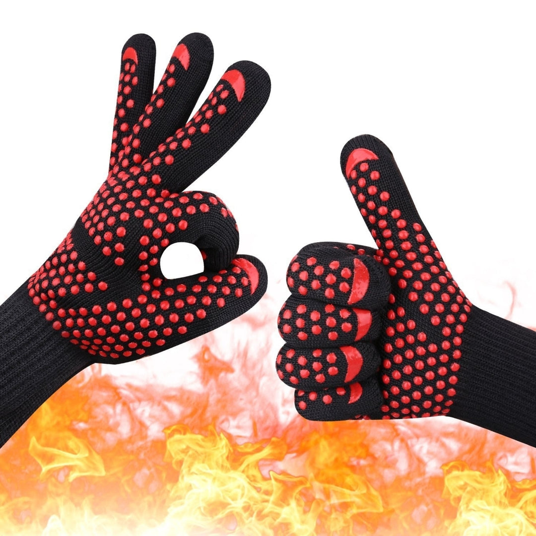 bakewere Oven Mitts Gloves BBQ Silicon gloves High Temperature Anti-scalding 500,800 Degree Insulation Barbecue Image 11