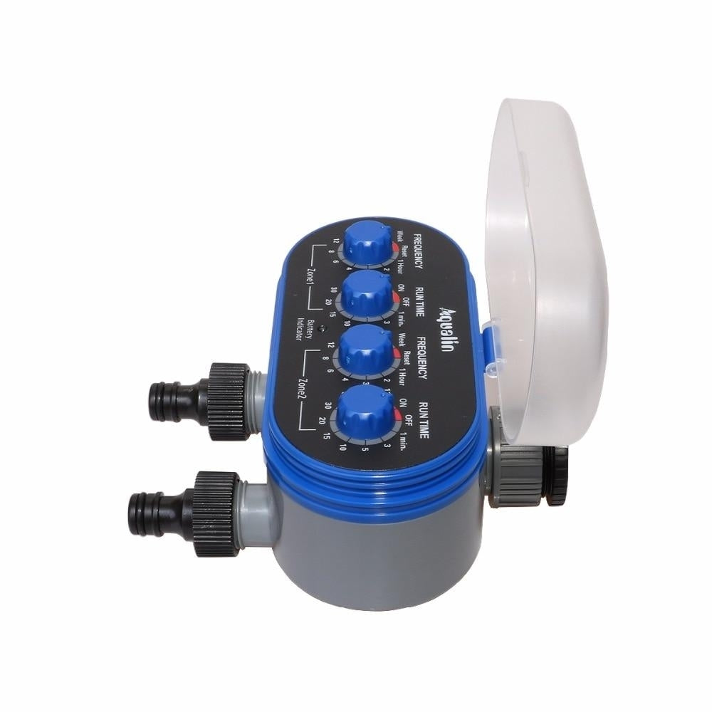 Ball Valve Electronic Automatic Watering Two Outlet Four Dials Water Timer Garden Irrigation Controller for Garden, Yard Image 5