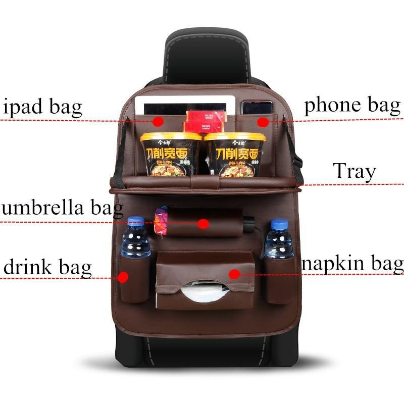 fine Pu Leather Car Seat Back Organizer Image 6