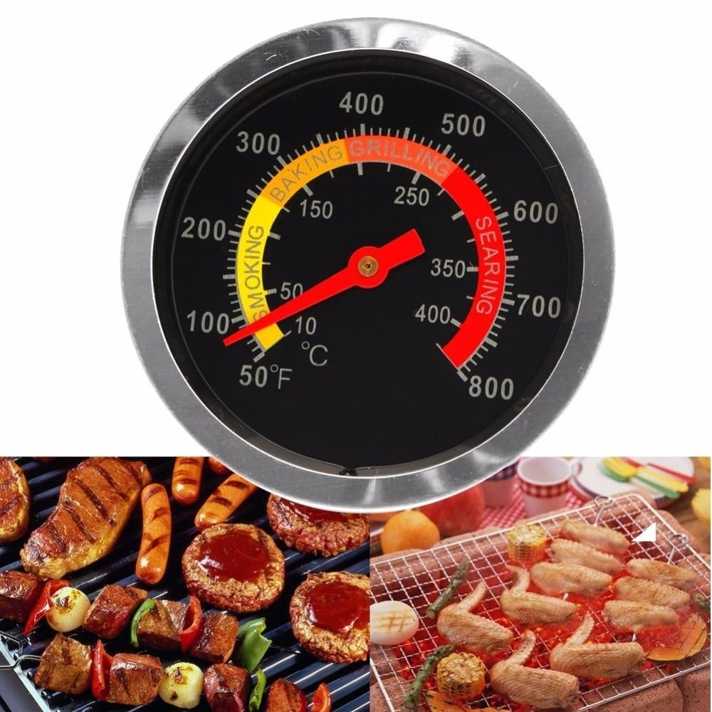 Outdoor Barbecue Stainless Steel Display Thermometer Roast BBQ Pit Smoker Grill Temp Gauge C42 Image 2