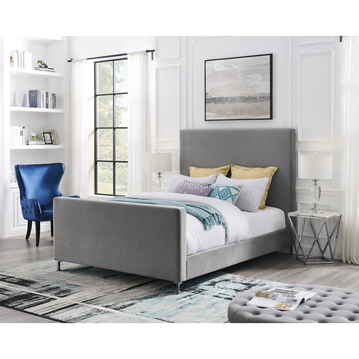 Kynthia Linen Upholstered Queen King Bedframe Modern Low Profile Platform Image 1