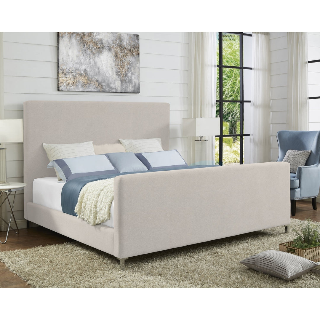 Kynthia Linen Upholstered Queen King Bedframe Modern Low Profile Platform Image 1