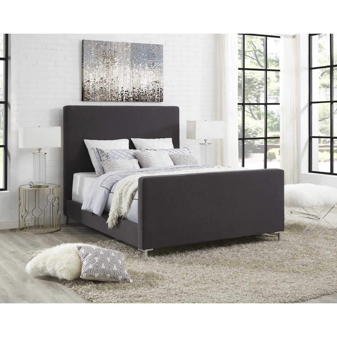 Kynthia Linen Upholstered Queen King Bedframe Modern Low Profile Platform Image 1