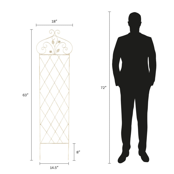 Antique White Metal Garden Trellis 63 In Climbing Plants Decorative Lattice Panel Image 2