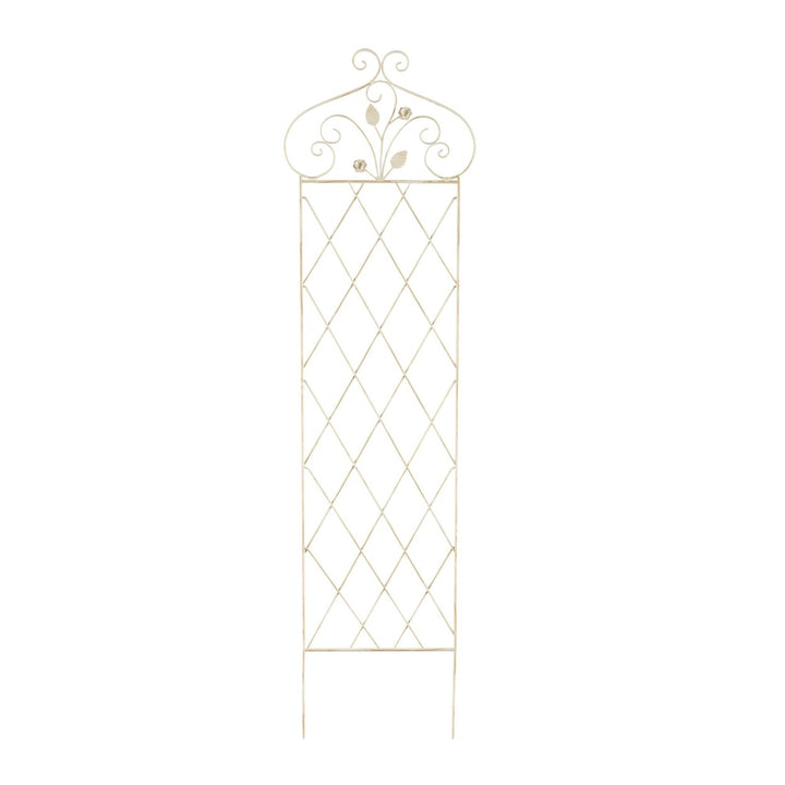 Antique White Metal Garden Trellis 63 In Climbing Plants Decorative Lattice Panel Image 4