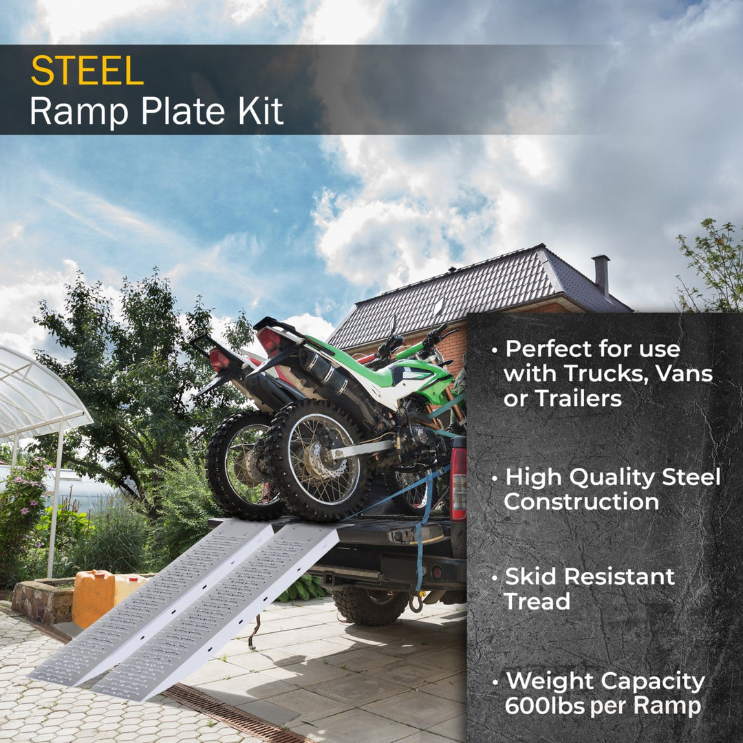 Loading Ramps- Steel Ramp Set for ATVs, Motorcycles, Mowers, Carts and More- Use with Pickup Trucks and Trailers- 1200lb Image 6