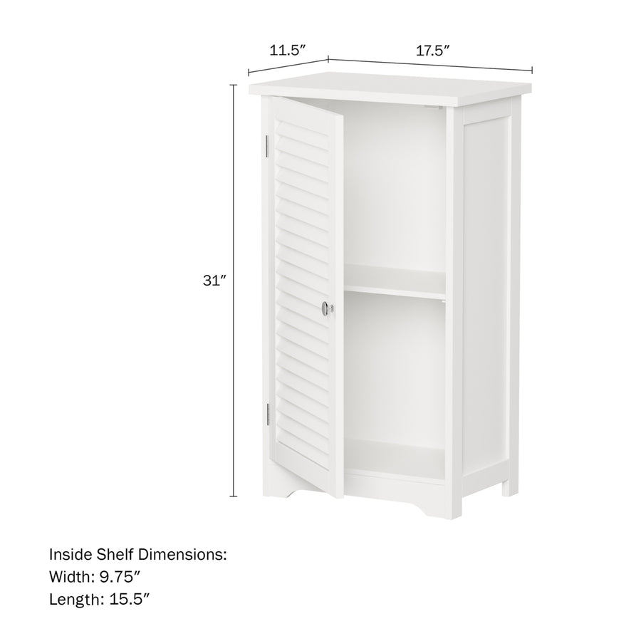 Freestanding Bathroom Floor Cabinet White Adjustable Shelf Storage Cupboard 31" Image 1